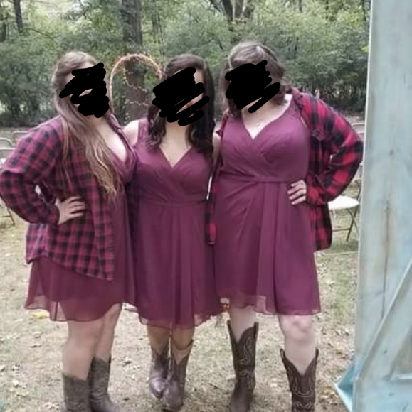 David's Bridal Maroon Bridesmaid Dress - Picture 4 of 4